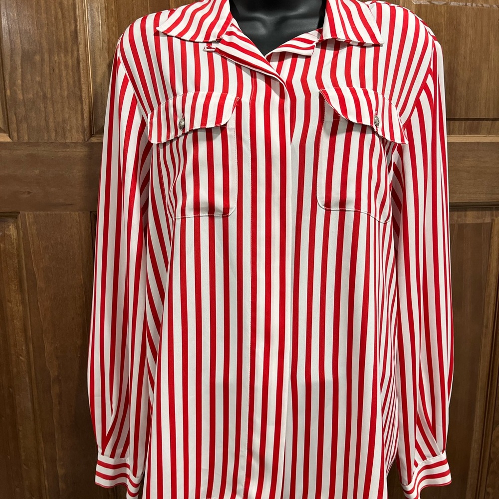 Westbound Vintage Red & White Striped Button-Down Shirt Women’s Size 12
